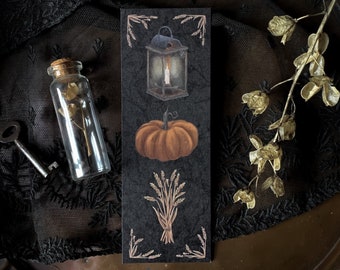 Harvest Bookmark | Folk Horror, halloween, spooky, recycled, pumpkin, mushroom, witchy, goblincore, gothic, witchcore, RPG fantasy
