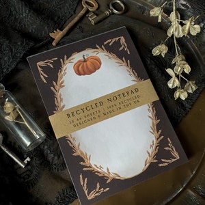 A6 Harvest Notepad | Folk Horror, halloween, dark academia, cottagecore, goblincore, gothic, stationery, fantasy, witch, pumpkin