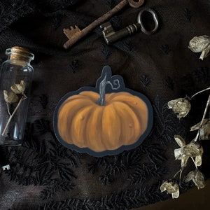 Pumpkin Vinyl Sticker, Harvest witch, Gothic, witchy, halloween, folk horror, Witchcore, Dark Academia, Witchy, Fantasy, RPG, stationery
