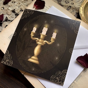 Candelabra Greeting Card - Blank card | Victorian card | Vintage Card | Dark academia | Gothic | Goth Card | Victoriana | Eco card