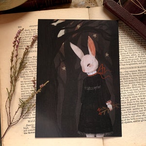 Rabbit Girl Postcard - | Gothic Postcard | Dark academia | Cottagecore | Postcard print |  Eco postcard | Goth postcard |  Recycled