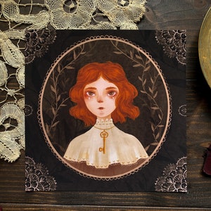 Key Portrait Art Print / Gothic Art Print / Matte Print / Gothic Decor / Wall Art / Spooky Art / Wall Decor / Illustration Print /A6 A5 A4