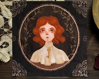 Impresión artística de retrato clave / Impresión artística gótica / Impresión mate / Decoración gótica / Arte mural / Arte espeluznante / Decoración de pared / Impresión ilustrada / A6 A5 A4