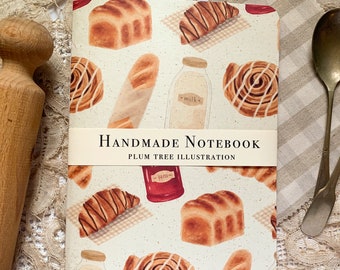 Bakery Notebook | A5 Handmade Sketchbook | Cottagecore Notebook | Cottagecore Stationery | Recipe Book |  Eco Notebook | Cooking Notebook