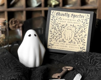 Ghostly Spectre Ornament - Ghost ornament, figurine, gothic, gift, goth, spooky, halloween, decor, witchy, sustainable, dark academia