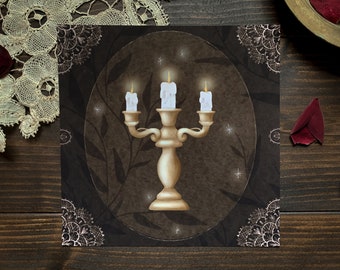 Candelabra Art Print | Gothic art prints | dark academia art print | Wall decor | Goth wall decor | Spooky art | Gallery wall | candle