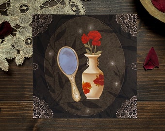 Impresión artística de jarrón de rosas / Impresiones de arte gótico / Impresión de arte de la academia oscura / Decoración de pared / Victoriana / Decoración de pared gótica / Arte espeluznante / Pared de galería