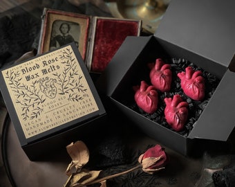 Blood Rose Soy Wachs Melts - Gothic Wachs Melts, anatomisches Herz, Valentines, witchy, gruselig, Halloween, nachhaltig, dark Academia, witchcore