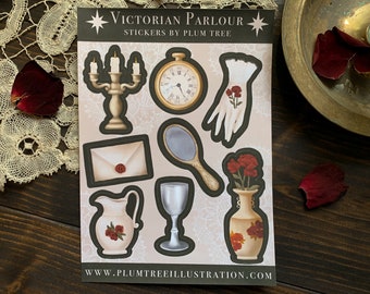Victorian Sticker Sheet | Dark Academia Stickers | Vintage Stickers | Victoriana | Gothic Stickers | Light Academia | Goth | Stationery