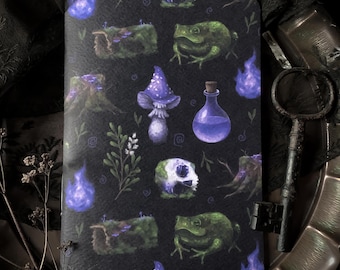 Bog Witch Notebook | A5 handmade sketchbook, Gothic, Witchy, Goblin, Halloween, Skull, Dark academia, Spooky, Gift, Recycled, Toad, Mushroom