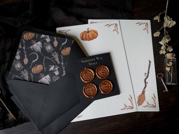 Harvest Letter Writing Set with Wax Seals | Stationery Set, Fantasy, Writing Paper, Halloween, Dark academia, Bookish gift, Goth, goblincore
