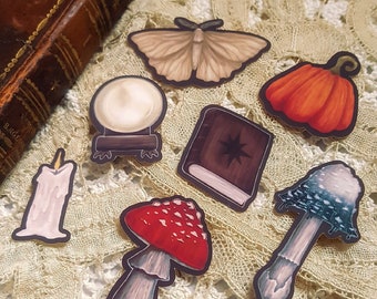 Witchy Autumn Vinyl Sticker Set - Halloween Gothic stickers, goth, gothic, halloween, whimsigoth