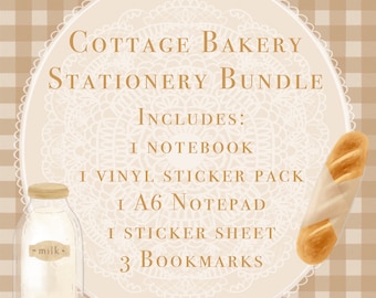 Cottage Bakery Bundle - Cottagecore Stationery Set | Bakery stationery | Food Stationery | Cute Stationery | Sustainable | Handmade