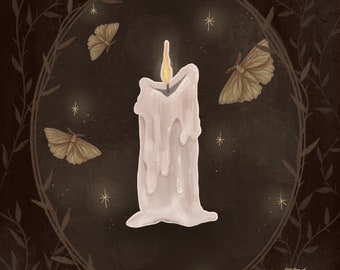 Cozy Candle Art Print - | Gothic art print | Halloween art print | Dark academia | Cottagecore | Matte Art Print