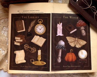 Postcard Set - Witch Card | Vintage Postcard | Dark academia | Cottagecore | Postcard print |  Eco postcard | Recycled