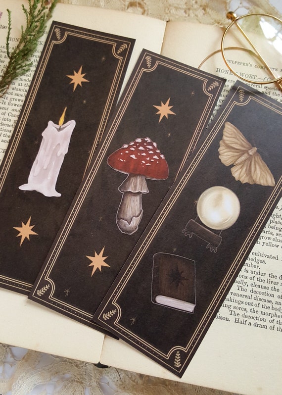 Mushroom Bookmark Books Witchy Herbs Book of Shadows Recycled Botanical  Illustrated Bookmark Paper Boho Vintage Wicca 