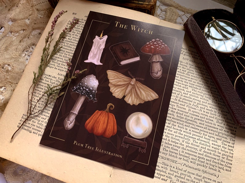 Witchy Postcard - Witch Card | Vintage Postcard | Dark academia | Cottagecore | Postcard print | Eco postcard | Recycled image 2