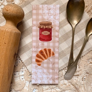 Croissant Bookmark Cottagecore bookmark Bread bookmarks Recycled bookmarks Spring bookmarks Bakery Cottagecore stationery image 2