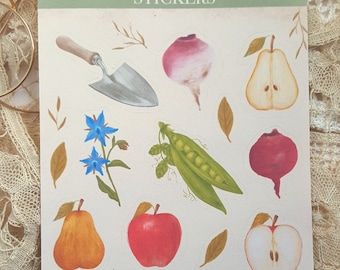 Kitchen Garden Sticker Sheet | Cottagecore stickers | Garden stickers