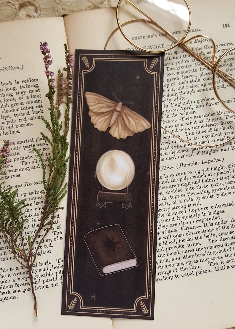 witchy bookmark illustrated bookmark dark academia etsy