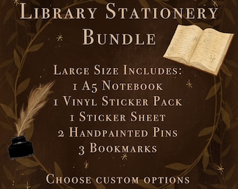 Library Bundle Large Size - Magical Stationery Set | Dark academia stationery | Cottagecore Stationery | Steampunk | Sustainable | Handmade