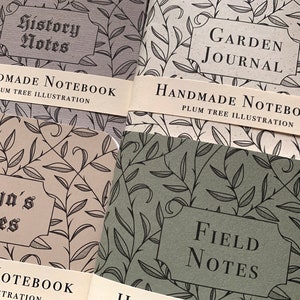 Set of 4 Custom Notebooks / Sketchbooks Customisable Nature Stationery Dark academia Notebook Cottagecore Notebook Gothic image 2