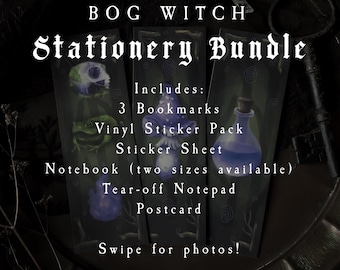 Bog Witch Stationery Bundle | Stationery Set, Goth, Witchy, Halloween, horror, toad, mushroom, Dark academia, Fantasy, RPG, swamp