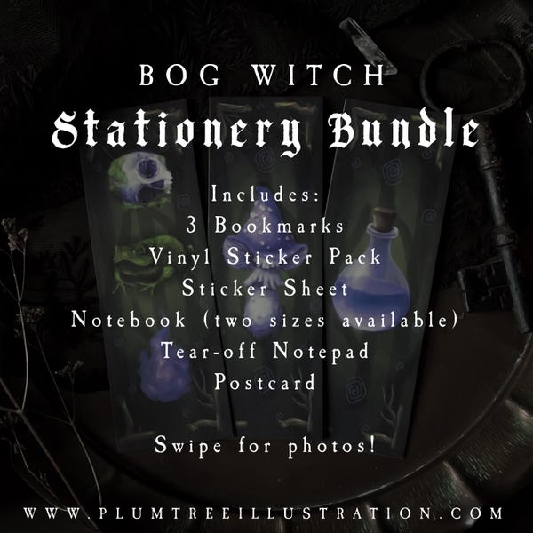 Bog Witch Stationery Bundle | Stationery Set, Goth, Witchy, Halloween, horror, toad, mushroom, Dark academia, Fantasy, RPG, swamp