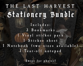 Harvest Stationery Bundle | Magical Stationery Set, Witchy, Halloween, folk horror, pumpkin, Dark academia, Goblincore, Fantasy, RPG, Gothic