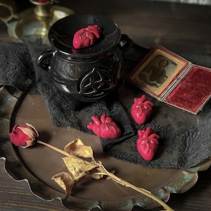 Blood Rose Soy Wax Melts Gothic wax melts, anatomical heart, valentines, witchy, spooky, halloween, sustainable, dark academia, witchcore image 2