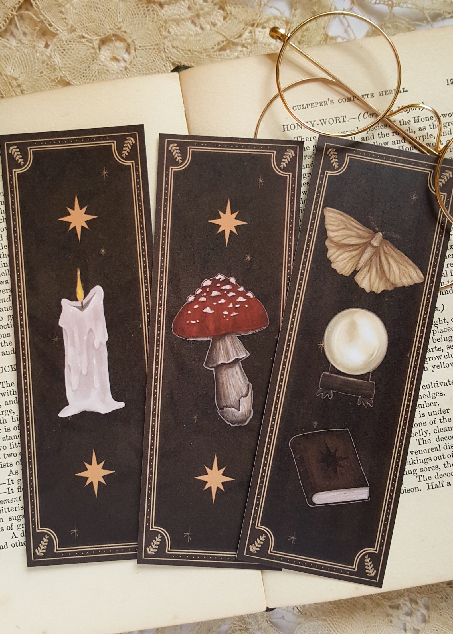 Whimsical set of three bookmarks