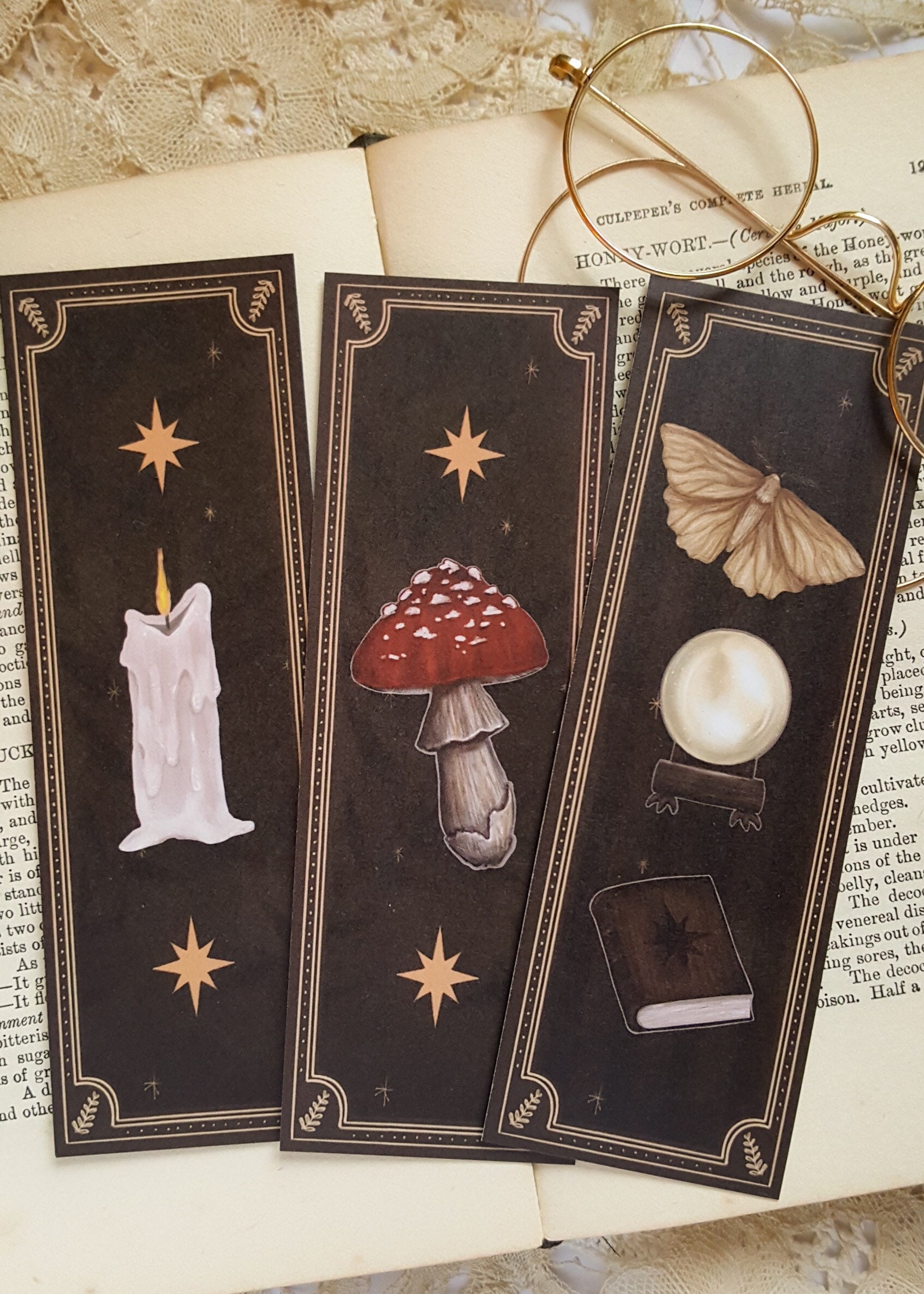 Mushroom Bookmark Books Witchy Herbs Book of Shadows Recycled Botanical  Illustrated Bookmark Paper Boho Vintage Wicca -  Denmark