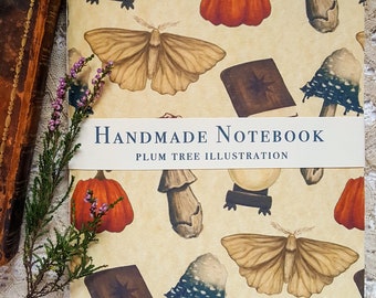 Witchy Halloween Notebook, A5 handmade sketchbook, dark academia, cottagecore