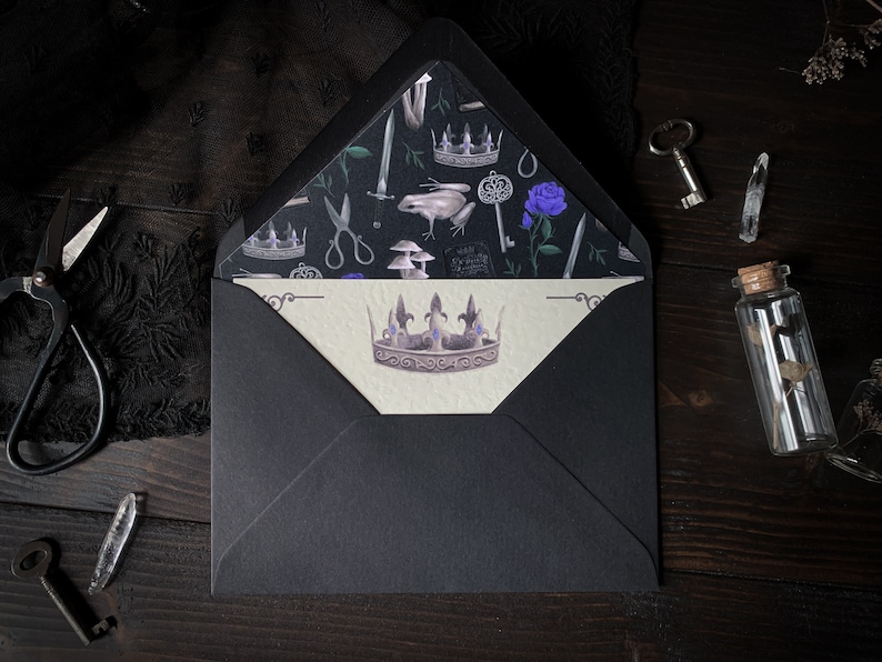 Dark Fairytale Letter Writing Set with Wax Seals Stationery Set RPG Fantasy Writing Paper Dark academia Bookish Goth Gothic image 2