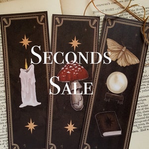 SECONDS Bookmarks Set of 3 | Illustrated bookmarks | Dark academia bookmarks | Recycled bookmarks | Cozy bookmarks