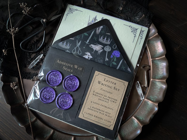 Dark Fairytale Letter Writing Set with Wax Seals Stationery Set RPG Fantasy Writing Paper Dark academia Bookish Goth Gothic image 8