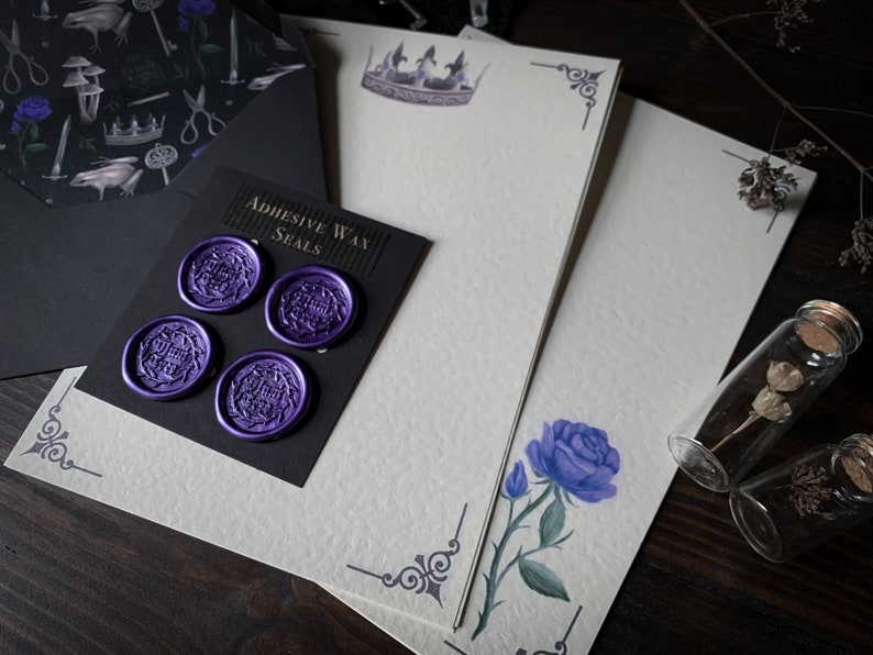 Dark Fairytale Letter Writing Set with Wax Seals Stationery Set RPG Fantasy Writing Paper Dark academia Bookish Goth Gothic image 4