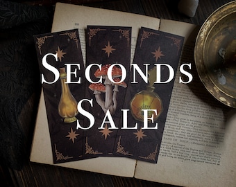 SECONDS Witch Apothecary Bookmarks Set of 3 | Illustrated bookmarks | Dark academia bookmarks | Recycled bookmarks | Cozy bookmarks