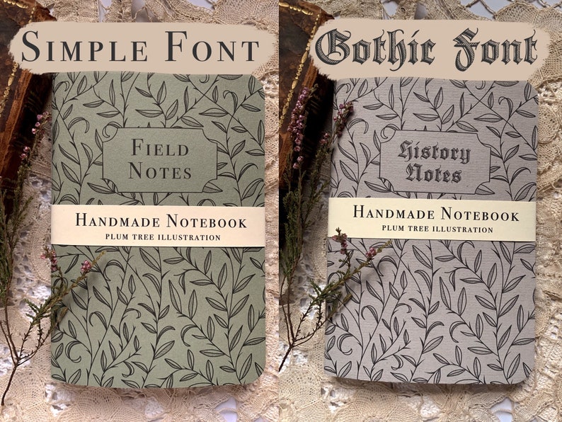 Set of 4 Custom Notebooks / Sketchbooks Customisable Nature Stationery Dark academia Notebook Cottagecore Notebook Gothic image 3