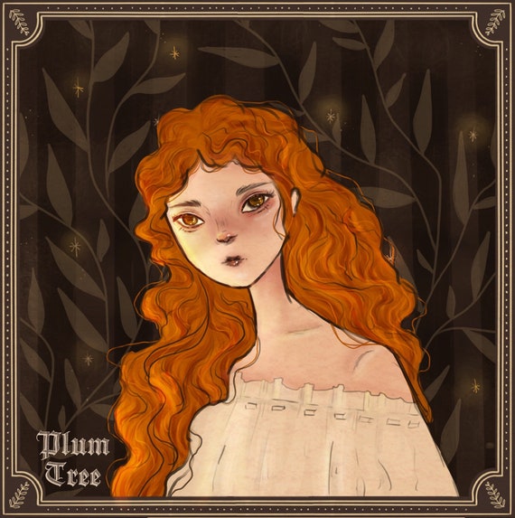 Portrait Art Print Illustration | Pre Raphaelite Inspired | A5 art print | Dark academia art