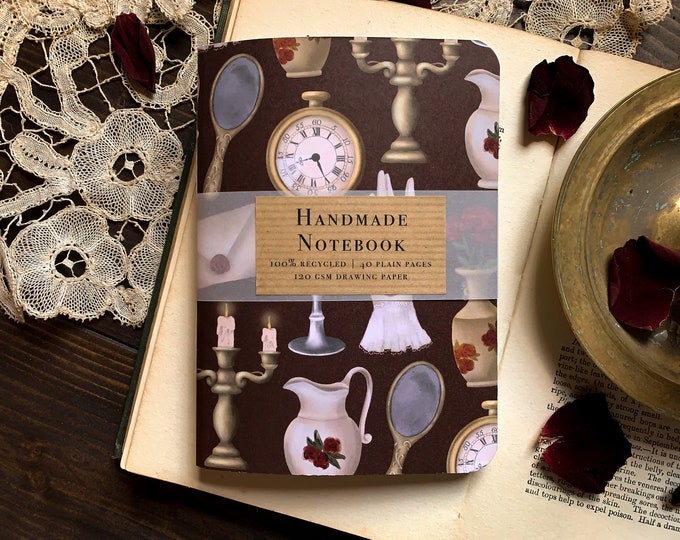 Victorian Notebook | A6 handmade sketchbook | Gothic Notebook | Goth stationery | Halloween | Sustainable | dark academia | cottagecore