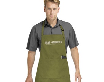 Mens/Womens Unisex &#39;Head Gardener&#39; Fun Printed Workwear Apron for Garden Lovers