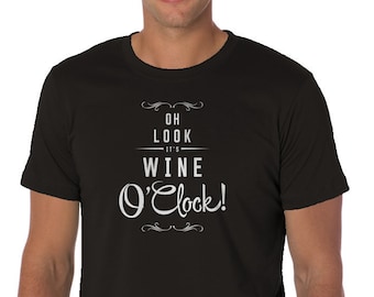 Mens/Unisex Wine-O-Clock Wine Lovers&#39; Fun Printed Gift T-shirt