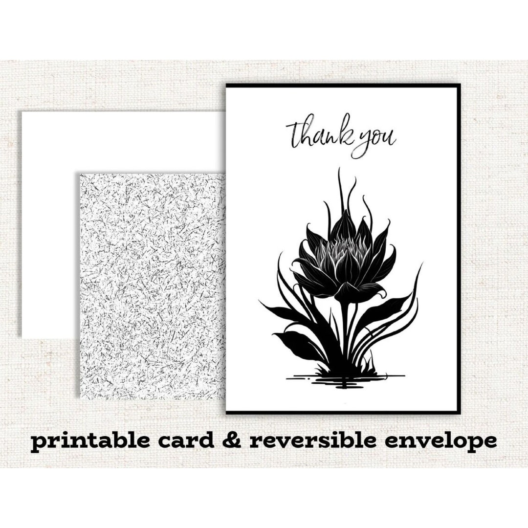 THANK YOU Printable Note Card Set Instant Download Floral - Etsy