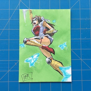 Aska (TMNT Tournament Fighters) Original Sketch Card Inktober 2018 Fighting Game Retro Gaming