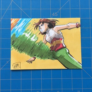 Annie Hamilton (Power Instinct) Original Sketch Card Inktober 2018 Juego de lucha Retro Gaming