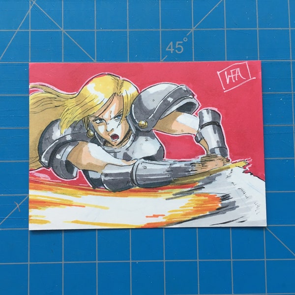 Janne (World Heroes) Original Sketch Card Inktober 2018 Fighting Game Retro Gaming