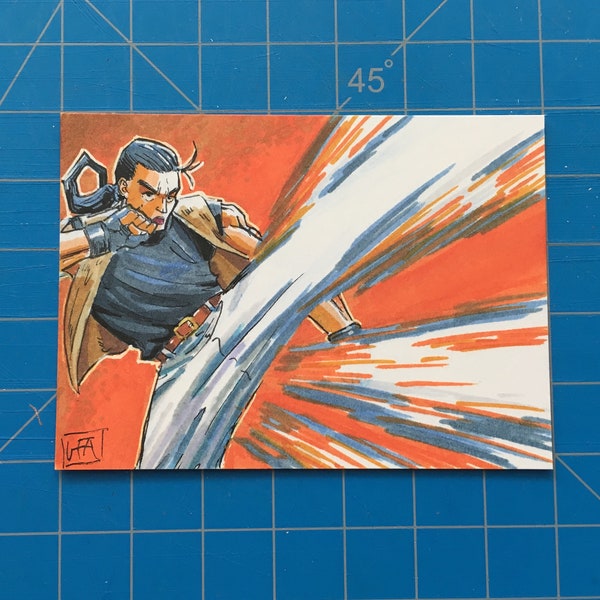 Robert Garcia (Art of Fighting) Original Sketch Card Inktober 2018 Fighting Game Retro Gaming