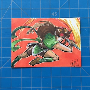 Kotono (Tuff E suficiente) Original Sketch Card Inktober 2018 Fighting Game Retro Gaming