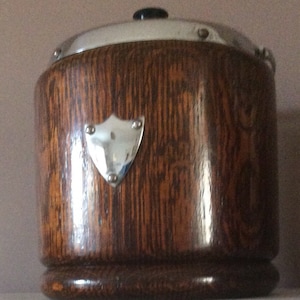 Mid Century Wood Ice Bucket with Cartouche